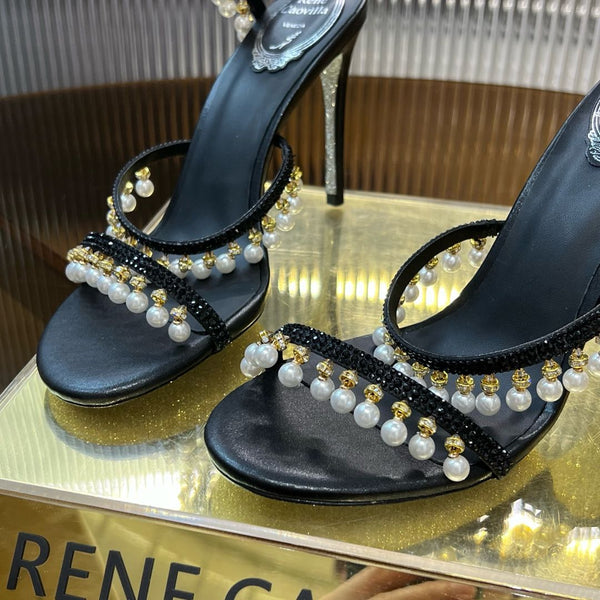 RC Gold Buckle Pearl Crystal Lamp Pendant Wrapped Black Sheepskin 174984