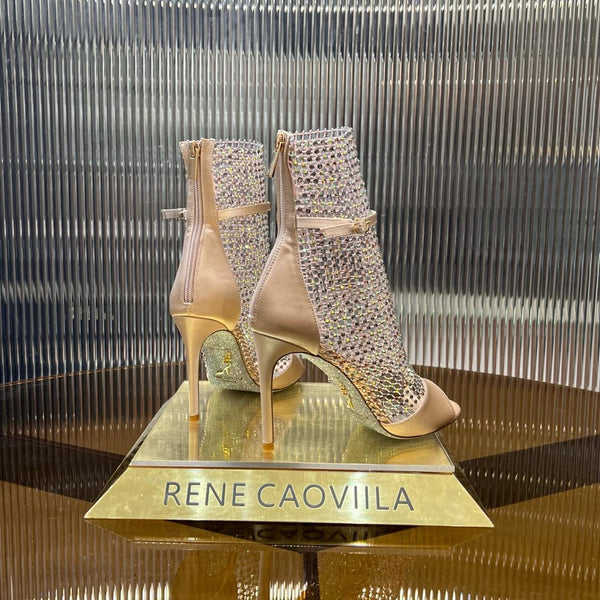 RC 25C High Heel Short Boots Mid-Tube Open-Toe Sandals Pink Sheepskin 174965