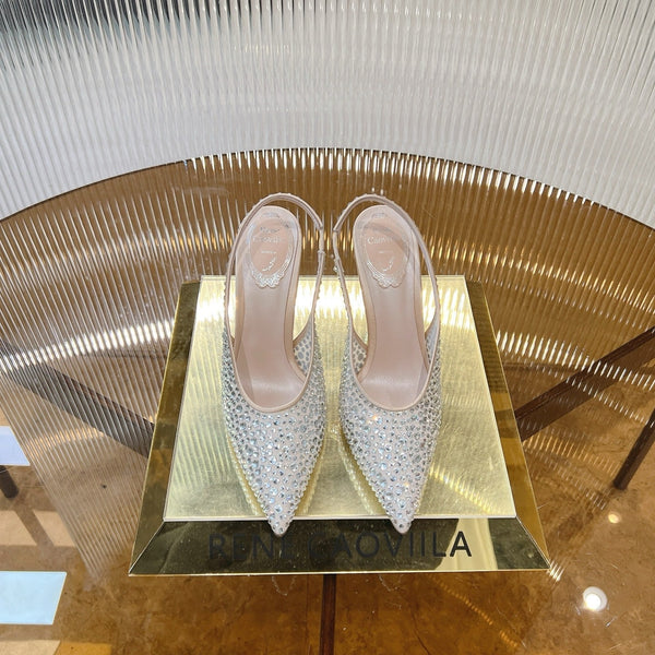 RC Slingback Shoes Pink Rhinestone Sheepskin 281982