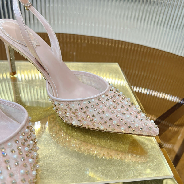 RC Slingback Shoe 7.5cm Pink Rhinestone Sheepskin 281986