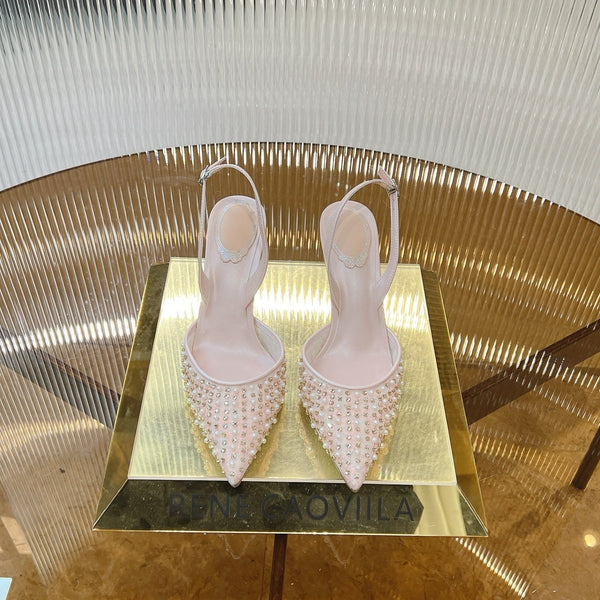 RC Slingback Shoe 7.5cm Pink Rhinestone Sheepskin 281986