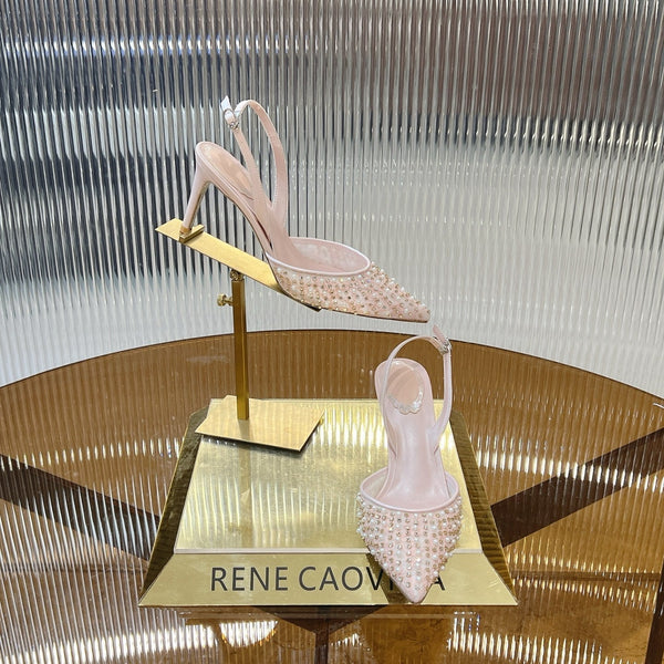 RC Slingback Shoe 7.5cm Pink Rhinestone Sheepskin 281986