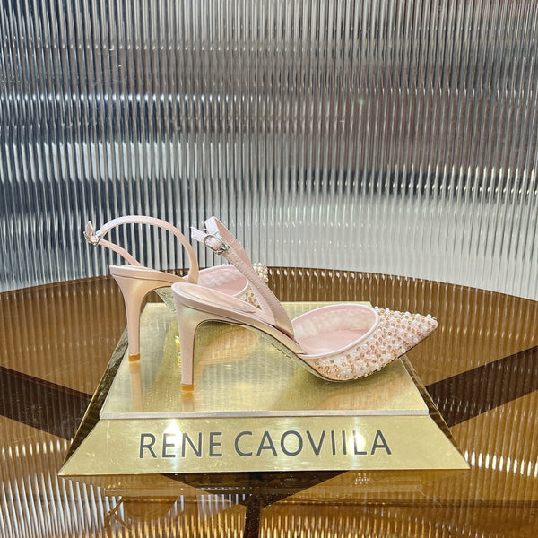 RC Slingback Shoe 7.5cm Pink Rhinestone Sheepskin 281986