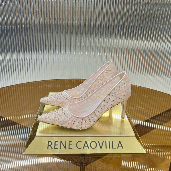 RC Scarpin Shoe 7.5cm Pink Rhinestone Sheepskin 281988