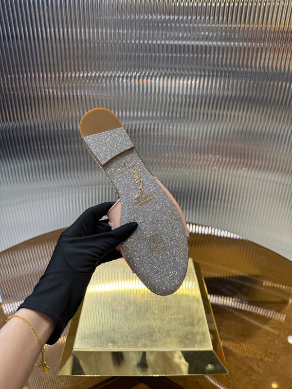 RC 25C Butterfly Flower Sandals Slippers Pink Sheepskin Rhinestone 275771