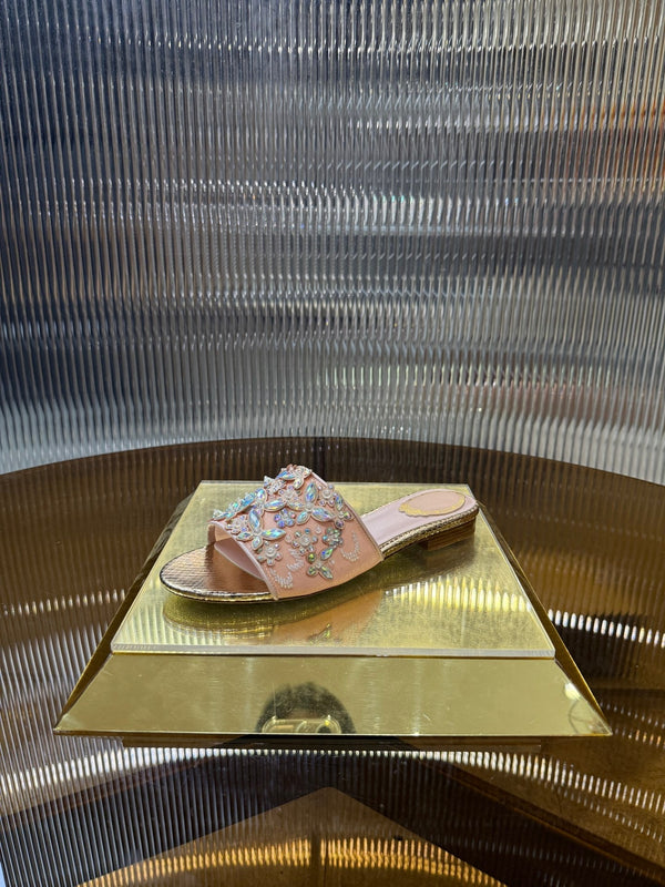 RC 25C Butterfly Flower Sandals Slippers Pink Sheepskin Rhinestone 275771