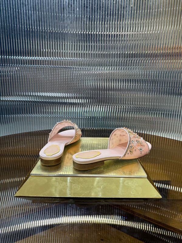 RC 25C Butterfly Flower Sandals Slippers Pink Sheepskin Rhinestone 275765