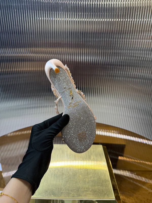 RC 25C Crystal Diamond Sandals Pink Sheepskin Rhinestone 275778