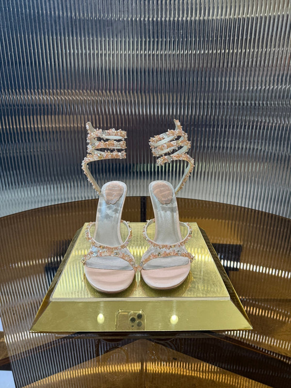 RC 25C Crystal Diamond Sandals Pink Sheepskin Rhinestone 275778