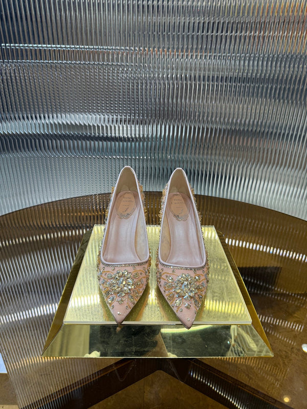 RC 25C Diamond High Heels Wedding Shoes Pink Sheepskin Rhinestone 275791