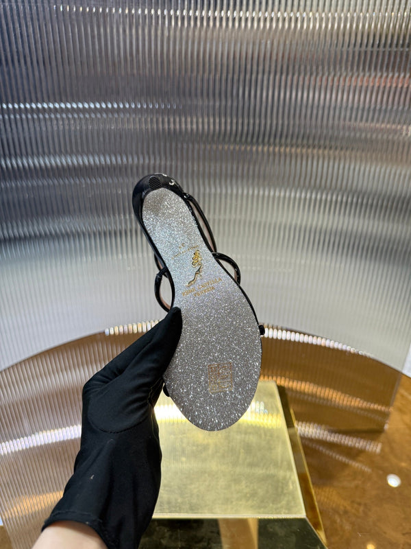 Sandali a forma di serpente RC 25C 9,5 cm in pelle di pecora nera 310626