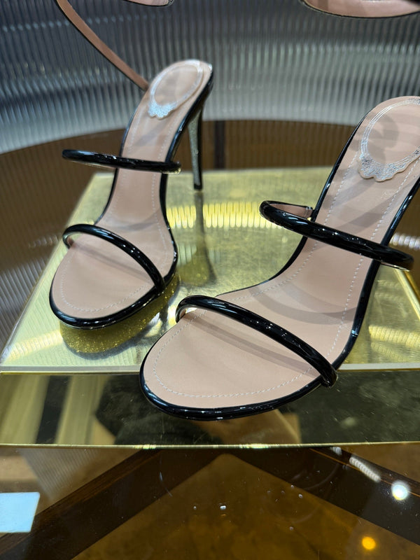 Sandali a forma di serpente RC 25C 9,5 cm in pelle di pecora nera 310626