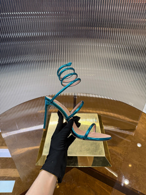 Sandali a forma di serpente RC 25C 9,5 cm in pelle di pecora blu 310630