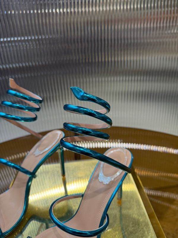 Sandali a forma di serpente RC 25C 9,5 cm in pelle di pecora blu 310630