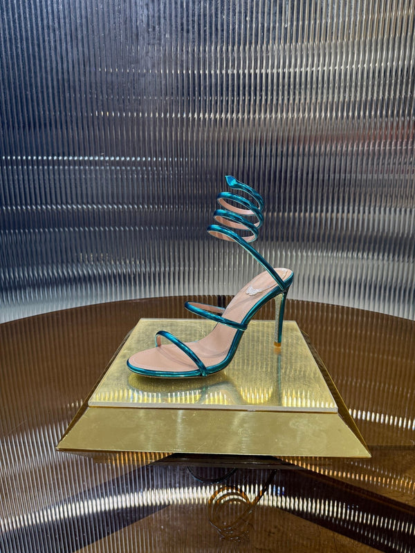 Sandali a forma di serpente RC 25C 9,5 cm in pelle di pecora blu 310630