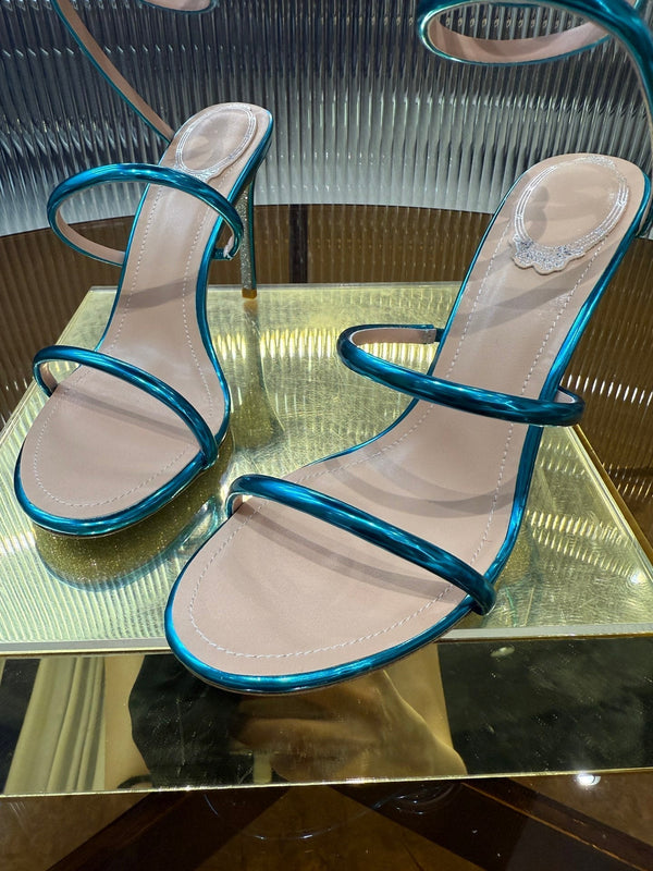 Sandali a forma di serpente RC 25C 9,5 cm in pelle di pecora blu 310630