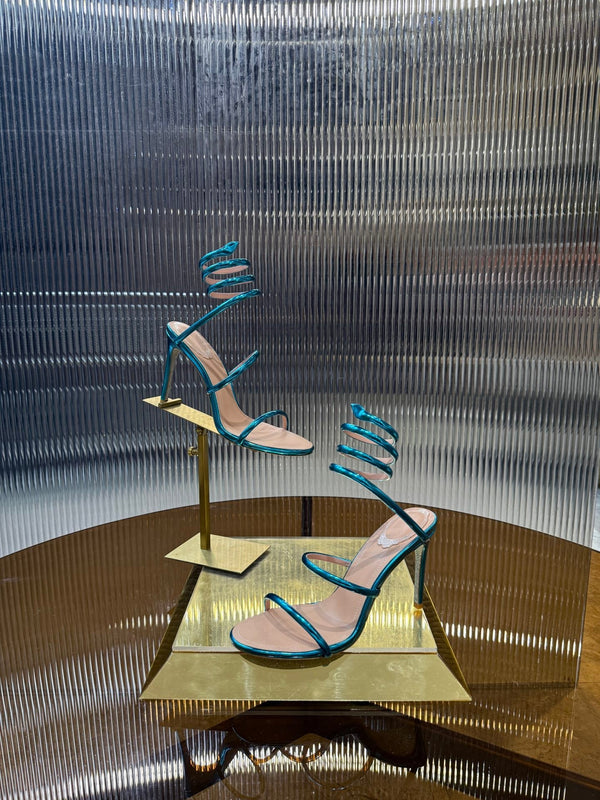 Sandali a forma di serpente RC 25C 9,5 cm in pelle di pecora blu 310630