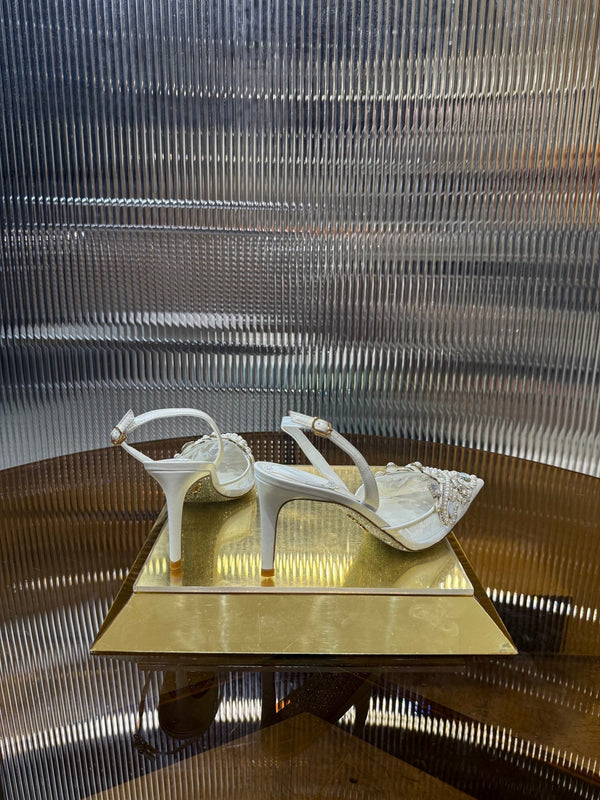 RC 25C Retro Slingbacks 7.5cm Pearl White Sheepskin 310634