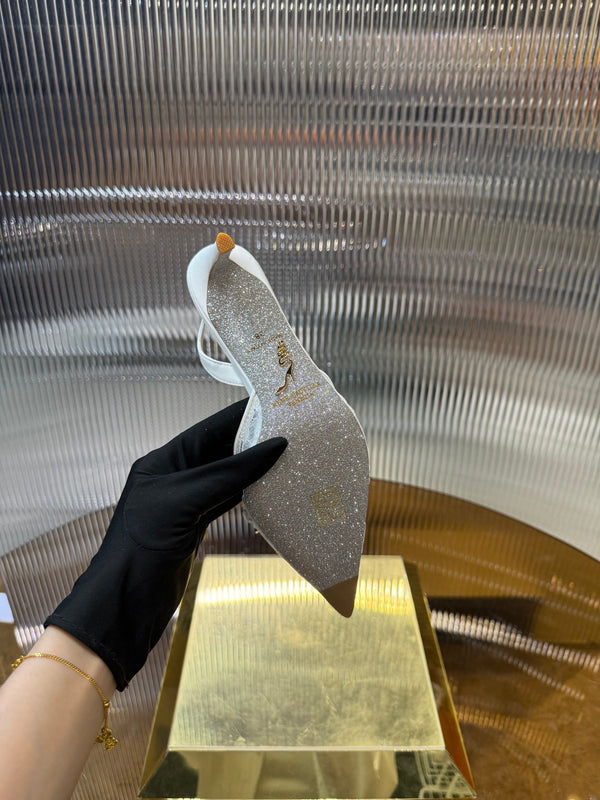 RC 25C Retro Slingbacks 7.5cm Pearl White Sheepskin 310634