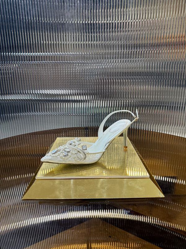 RC 25C Retro Slingbacks 7.5cm Pearl White Sheepskin 310634