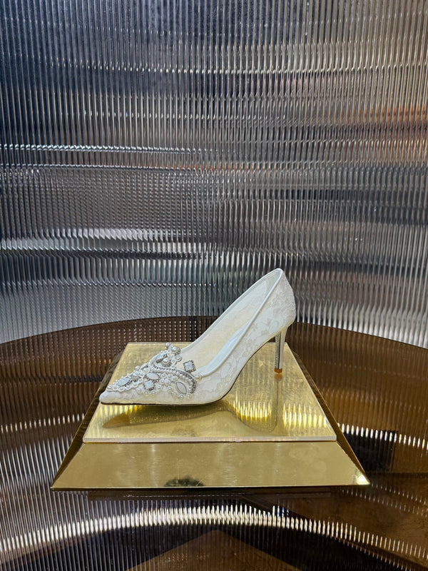 RC 25C Retro Pump 7.5cm Pearl White Sheepskin 310636