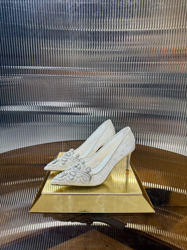 RC 25C Retro Pump 7.5cm Pearl White Sheepskin 310636