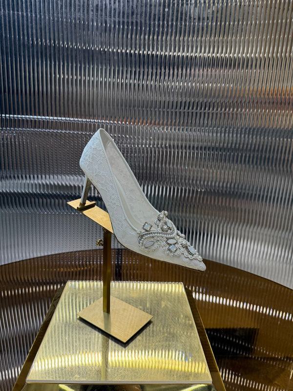 RC 25C Retro Pump 7.5cm Pearl White Sheepskin 310636