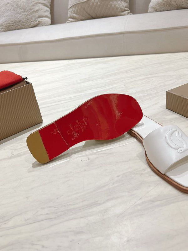 CL 25 Slippers White Top Layer High Gloss Calfskin 307497