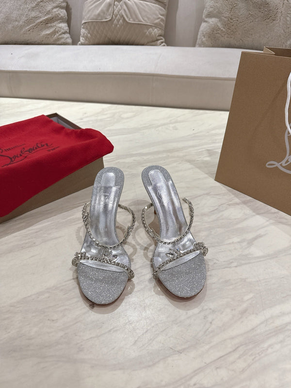 CL 25 Sandals Silver PVC Creo Rhinestones 307509