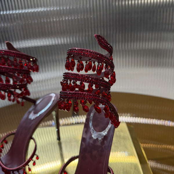 RC 25C Crystal Diamond Sandals Red Sheepskin 339493