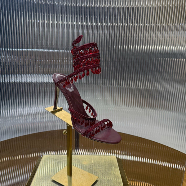 RC 25C Crystal Diamond Sandals Red Sheepskin 339493