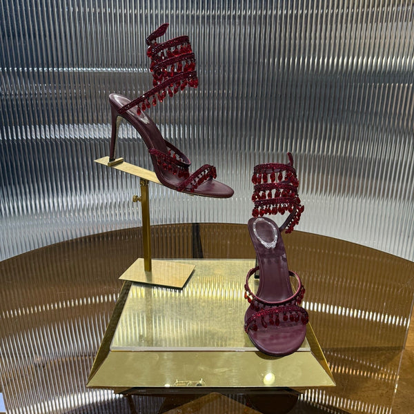 RC 25C Crystal Diamond Sandals Red Sheepskin 339493