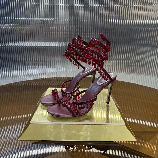 RC 25C Crystal Diamond Sandals Red Sheepskin 339493