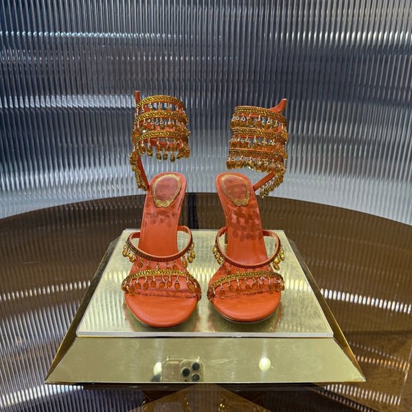 RC 25C Crystal Diamond Sandals Orange Sheepskin 339494