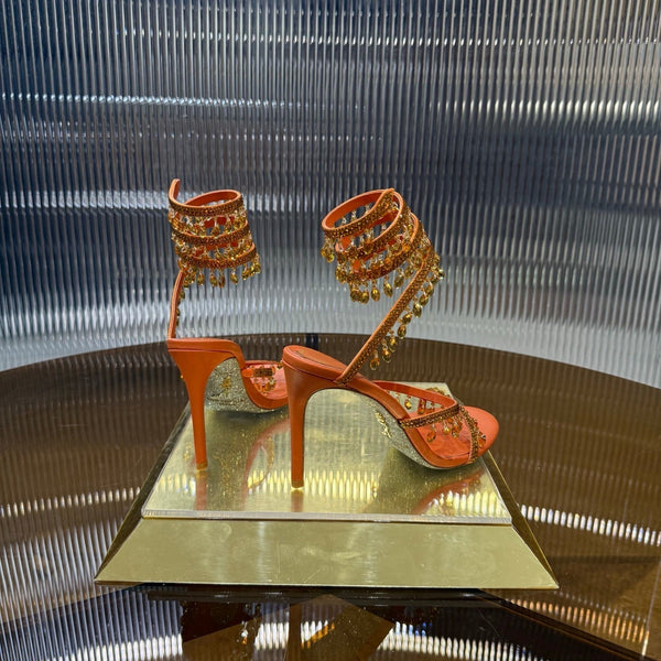 RC 25C Crystal Diamond Sandals Orange Sheepskin 339494