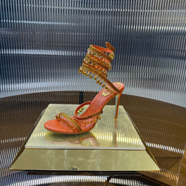 RC 25C Crystal Diamond Sandals Orange Sheepskin 339494