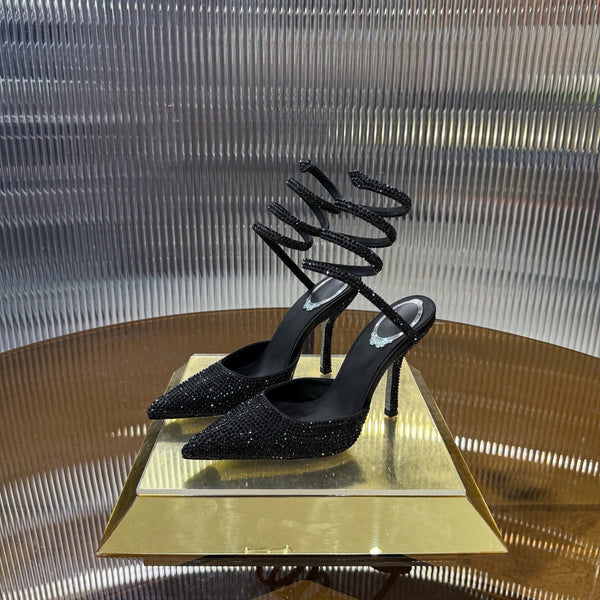 RC 25C Single Sandals Black Sheepskin Rhinestone 339496