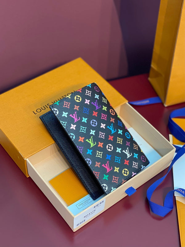 LV x TM Passport Cover Black Multicolor Monogram Canvas