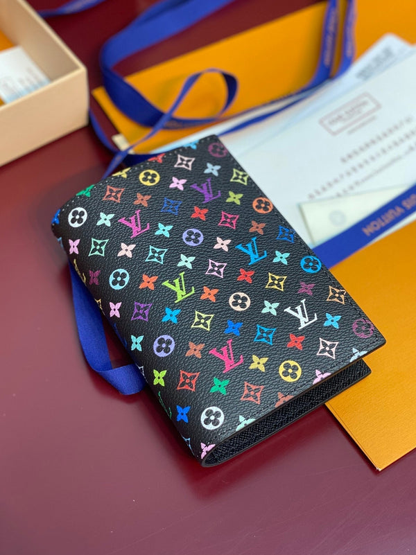 LV x TM Passport Cover Black Multicolor Monogram Canvas