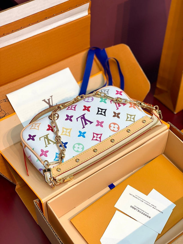 LV x TM Pochette Accessoires 22cm Tela Monogramma Multicolore Bianca