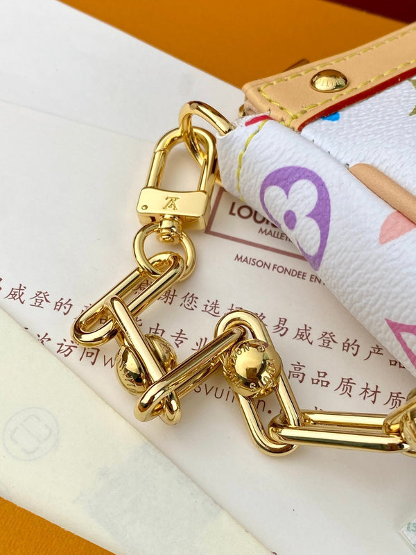 LV x TM Pochette Accessoires 22cm Tela Monogramma Multicolore Bianca