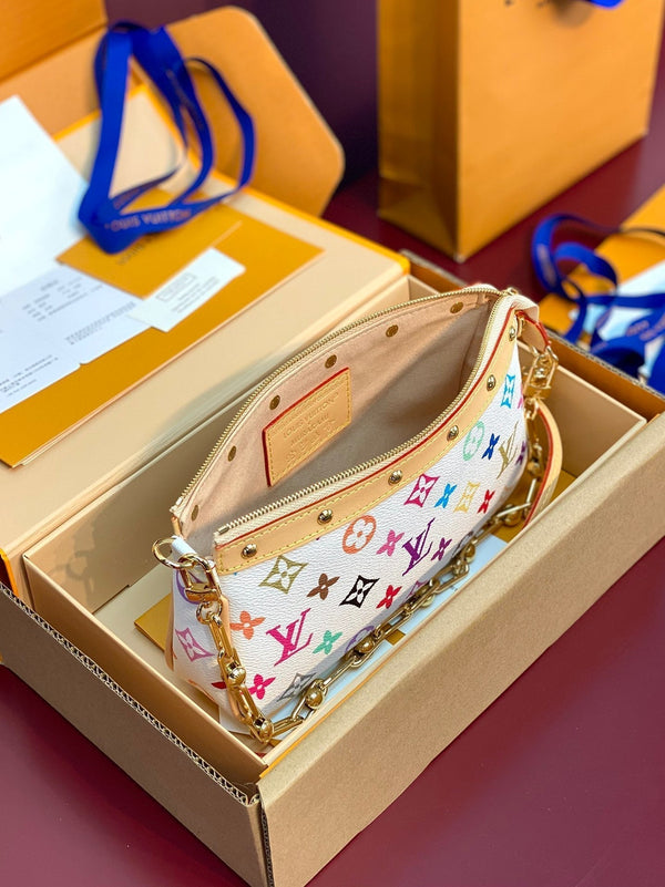 LV x TM Pochette Accessoires 22cm Tela Monogramma Multicolore Bianca