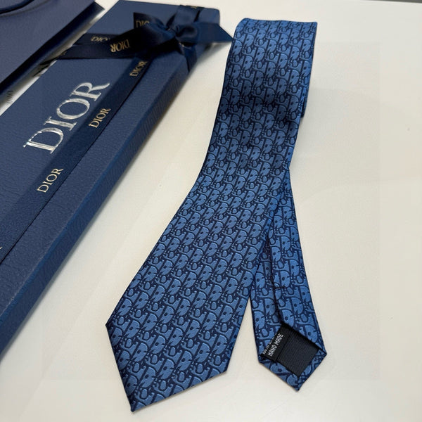 CD Oblique Tie Dark Blue Silk 212107