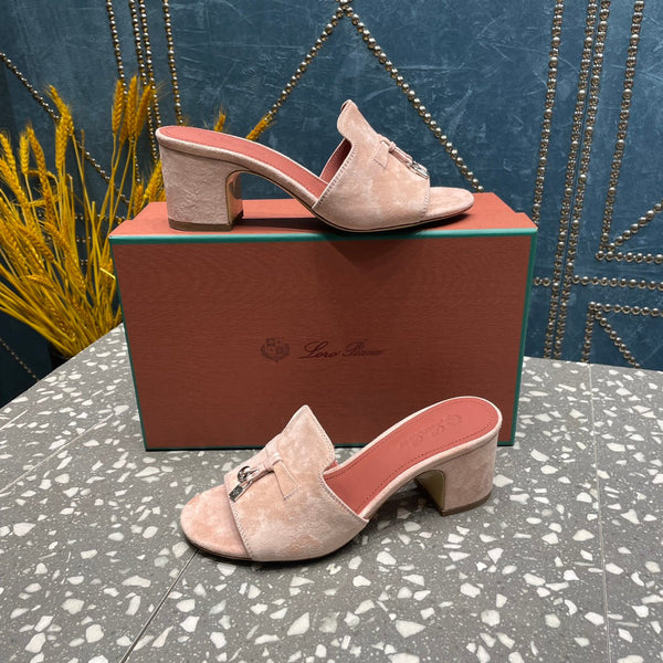 Summer Charms Mules 80 Petal Pink Suede Salmon Lambskin