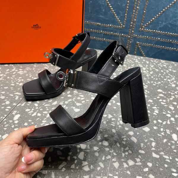 SANDALO ILONA 95 NERO PELLE DI VITELLO