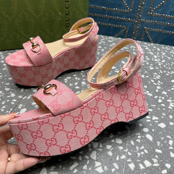 GG HORSEBIT FLATFORM SANDAL LIGHT PINK CALFSKIN