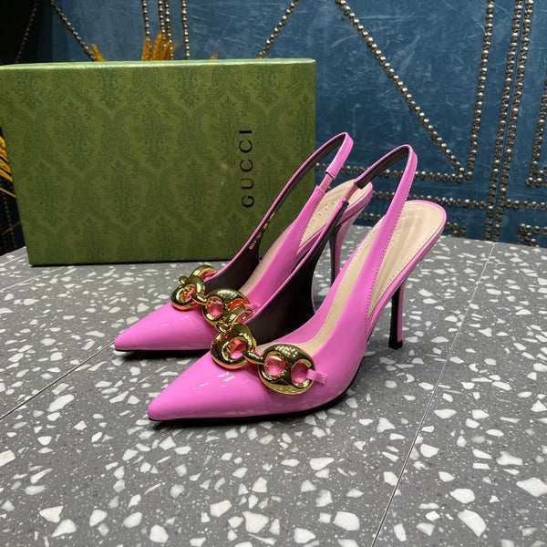WOMEN'S SLINGBACK 10.5 CM IN FUSCIA PINK CALFSKIN