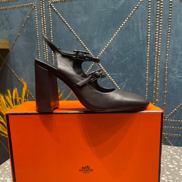 HM Jackie 80 Pump Black Cowhide 962919