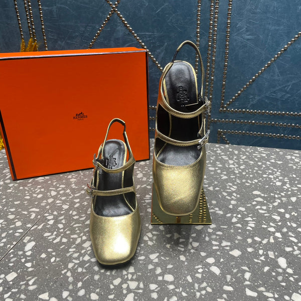 HM Jackie 80 Pump Gold Cowhide 962921