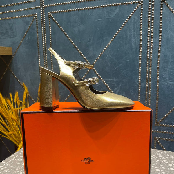 HM Jackie 80 Pump Gold Cowhide 962921